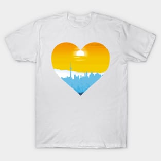 Aroace city and mountainscape subtle heart T-Shirt